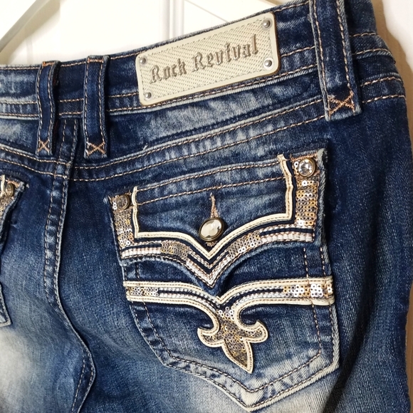 Rock Revival Denim - Rock Revival Posey Easy Boot Jeans crystal embellished fall fit and flare